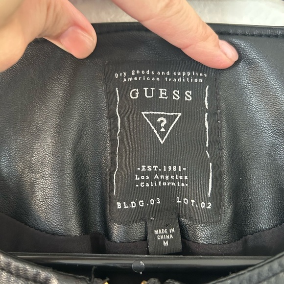 GUESS Women's Black Leather Jacket - Picture 3 of 5
